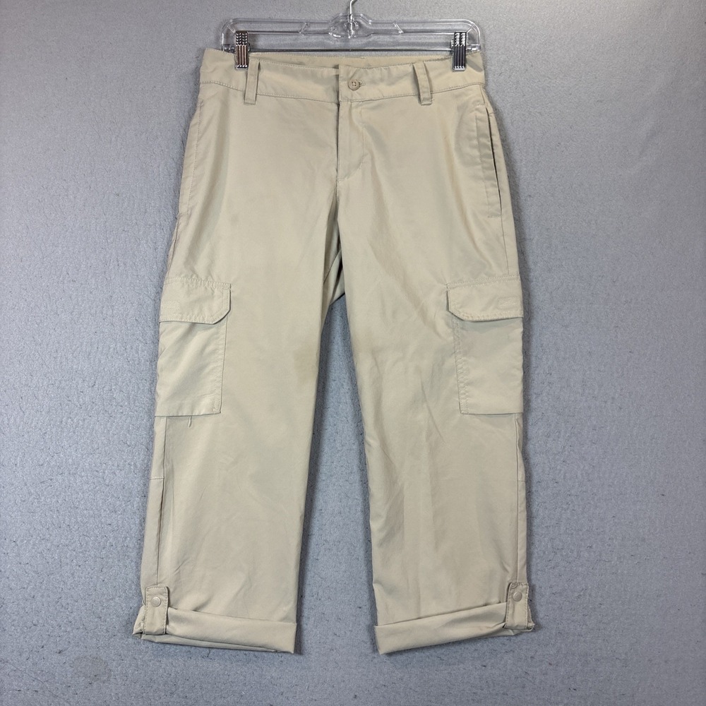 Columbia Women's Capri Pants Beige, Hiking, Outdoor, Straight Cargo 40 SPF Sz 4‎